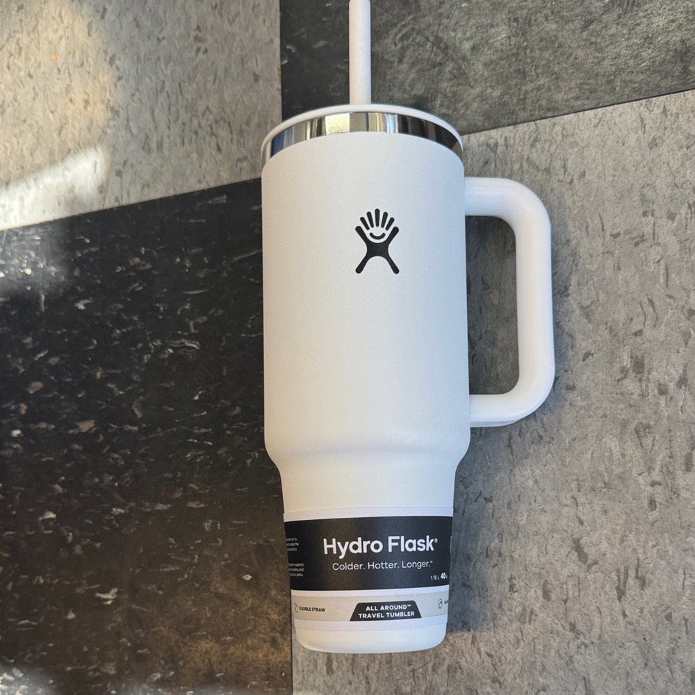 Hydro Flask White Thermos with Handle